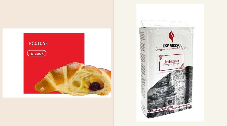 Espresso Napoli coffee pack and bakery croissant from the catalogs